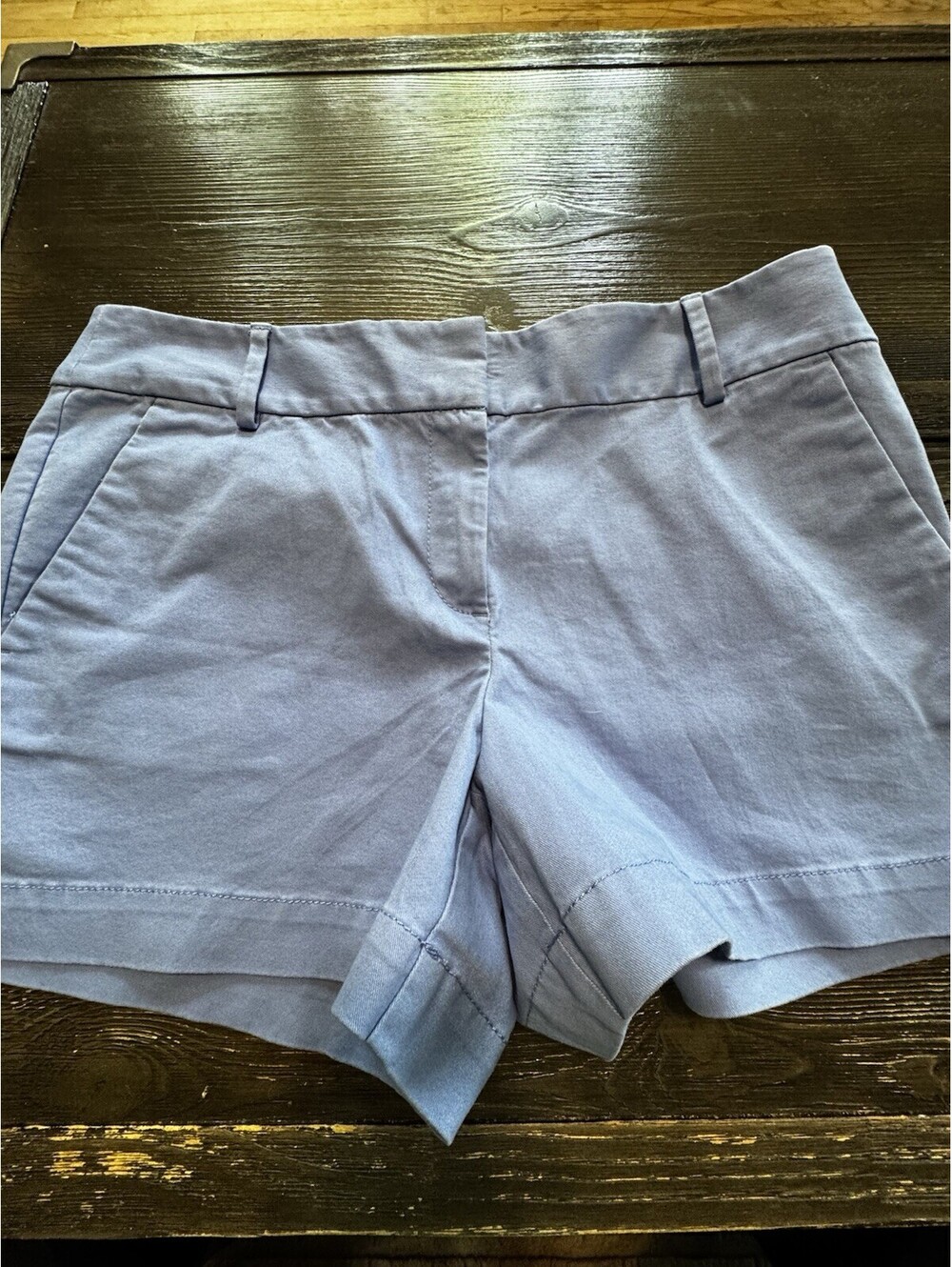 LOFT Womens Shorts Size 10 Ocean Blue Chino Stretch Cotton Flat Front
